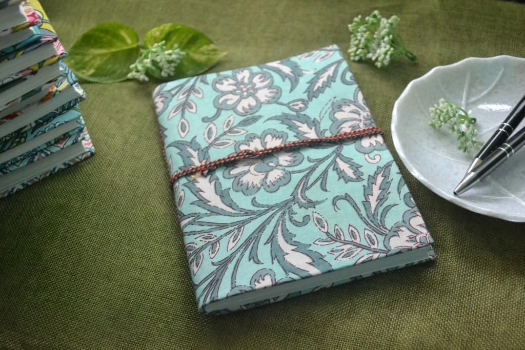 blue-white Doodle Diary Notebook Fabric Stitched Gift sketchbook journal A5 Diaries Unruled Thick 200 Pages Handcrafted