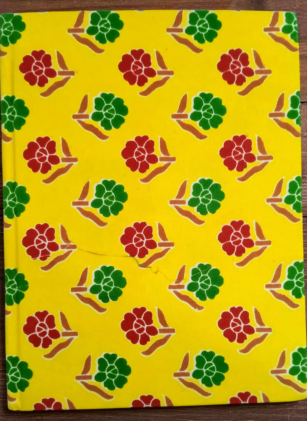 Yellow Handmade Fabric Hardbound Diary Notebook A5 | 200 Unruled Thick Pages | Handcrafted Sketchbook Journal | Portable Travel Diary Gift for Writing, Drawing, Artists, Students