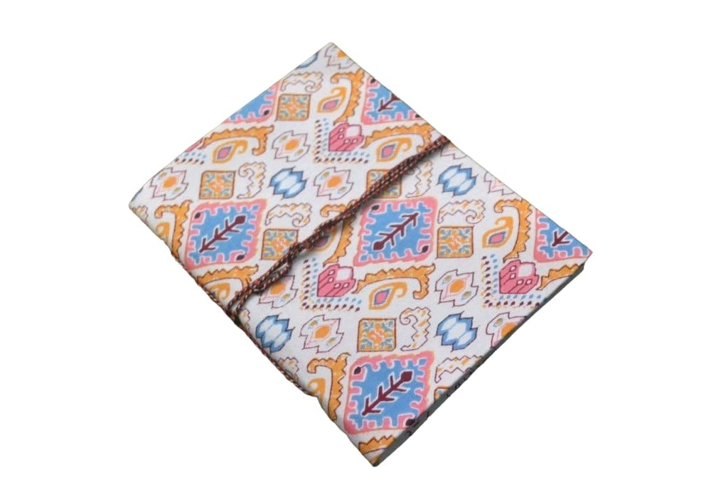 white-blue Doodle Diary Notebook Fabric Stitched Gift sketchbook journal A5 Diaries Unruled Thick 200 Pages Handcrafted