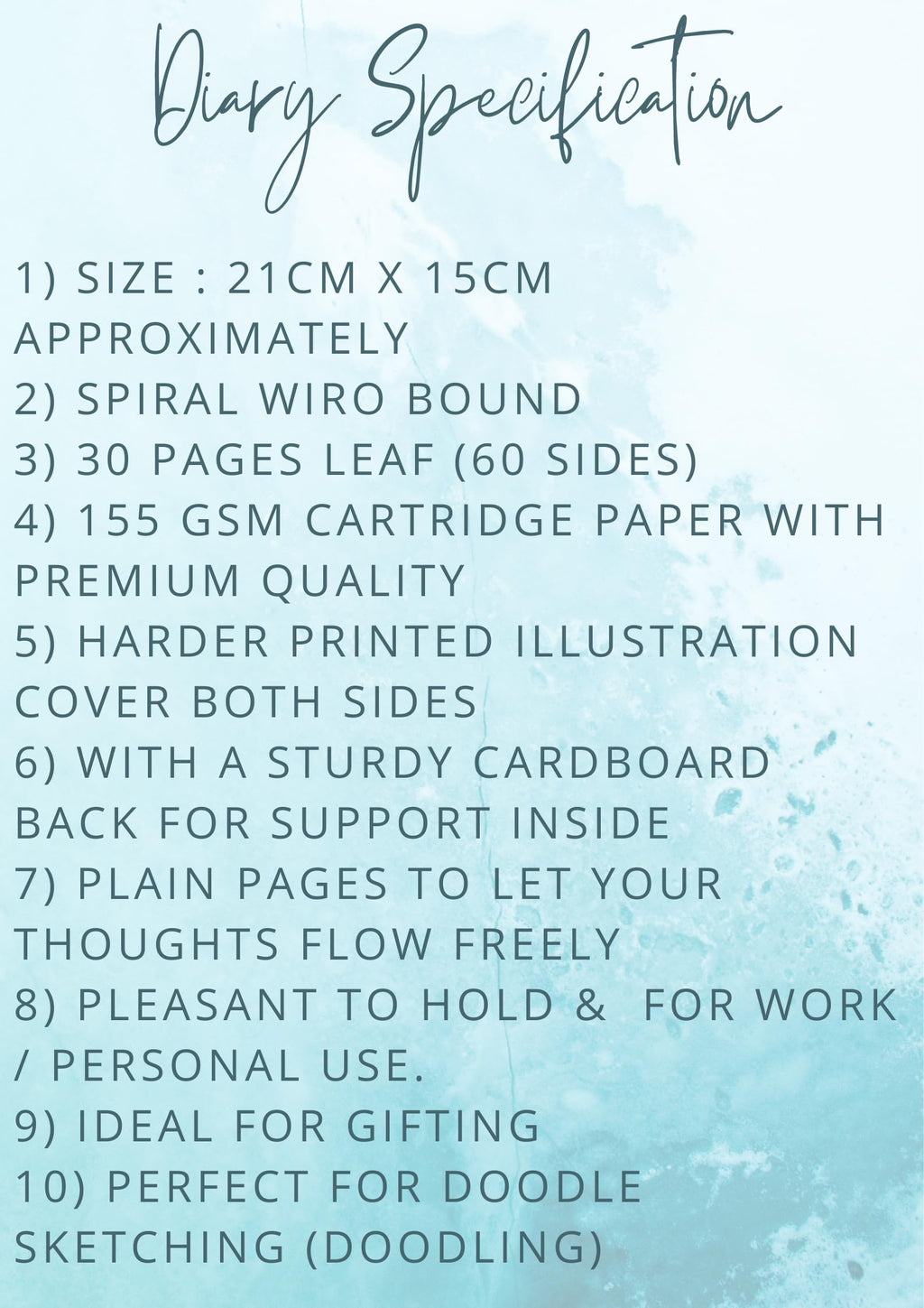 Handcrafted budha Spiral Bound Cartridge Paper Doodle Diary Gift Sketch Book Doodle Diaries Journal, 21cm x 15cm, 60 Pages, 155gsm, Hard Cover