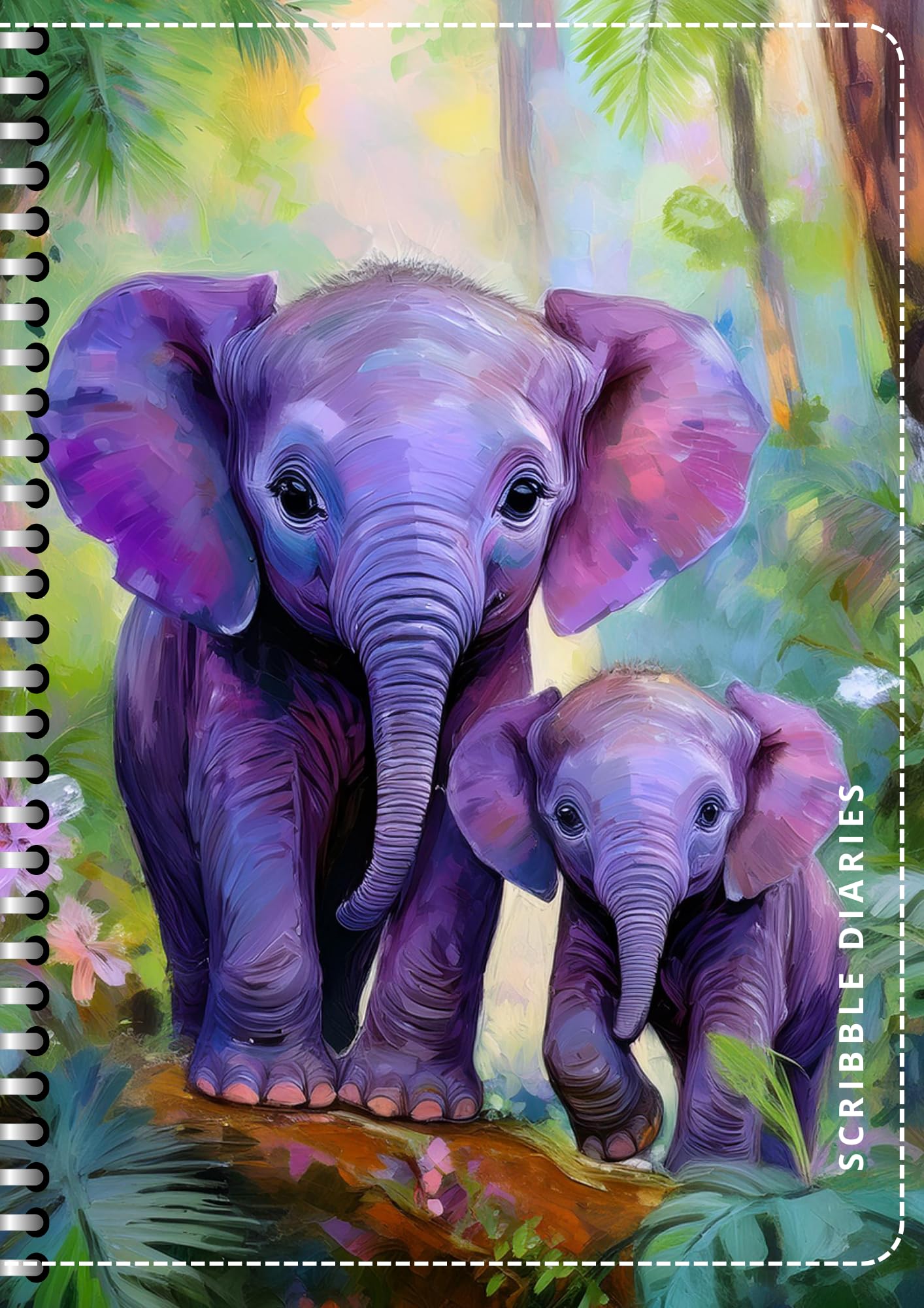 Handcrafted Print Spiral Bound Cartridge Paper Doodle Diary Gift Sketch Book drawing book Doodle Diaries Journal, Hard Cover 2 Elephant print