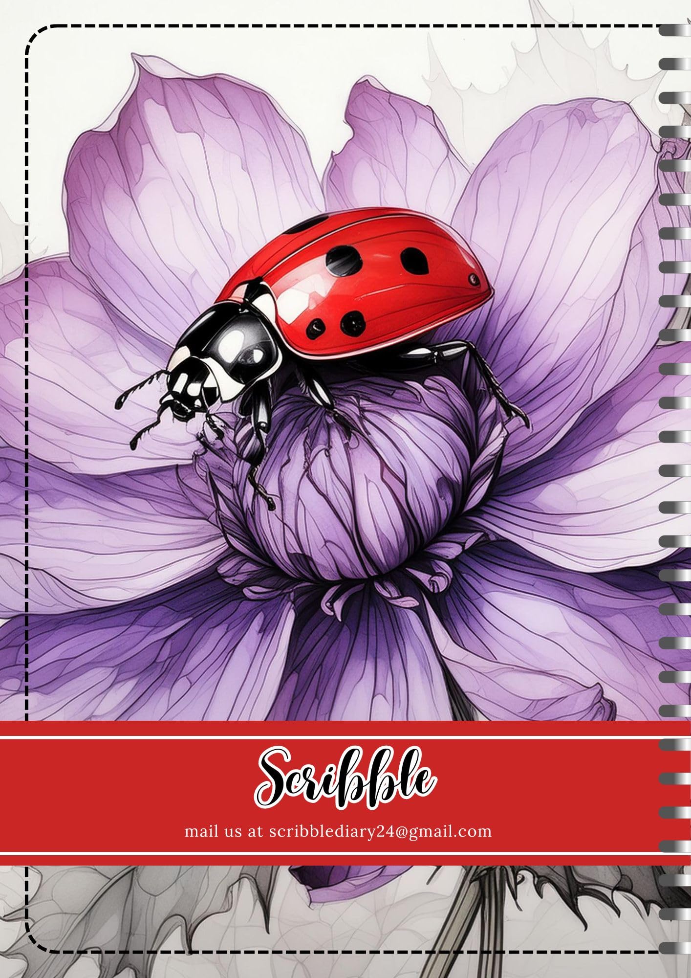 Handcrafted ladybug Spiral Bound Cartridge Paper Doodle Diary Gift Sketch Book Doodle Diaries Journal, 21cm x 15cm, 60 Pages, 155gsm, Hard Cover