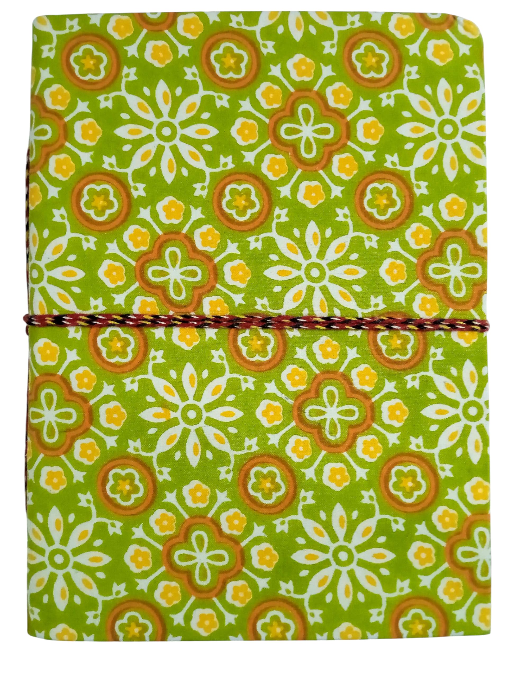 Handmade Fabric Hardcover Diary Notebook A5 | 200 Unruled Thick Pages | Handcrafted Sketchbook Journal with Thread Closure | Portable Travel Diary Gift for Writing, Drawing, Artists, Students