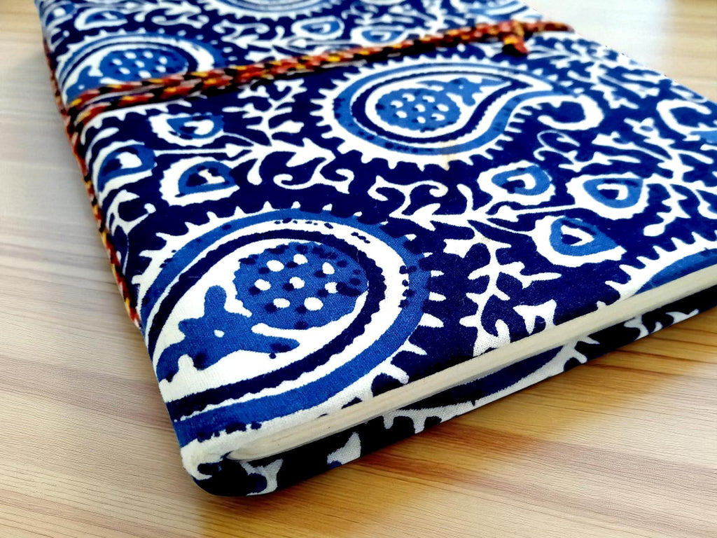 Abstract Floral Handmade Fabric Hardcover Diary A5 | 200 Unruled Pages | Handcrafted Sketchbook Journal with Thread Closure | Travel Diary Gift for Writing, Drawing, Artists, Students