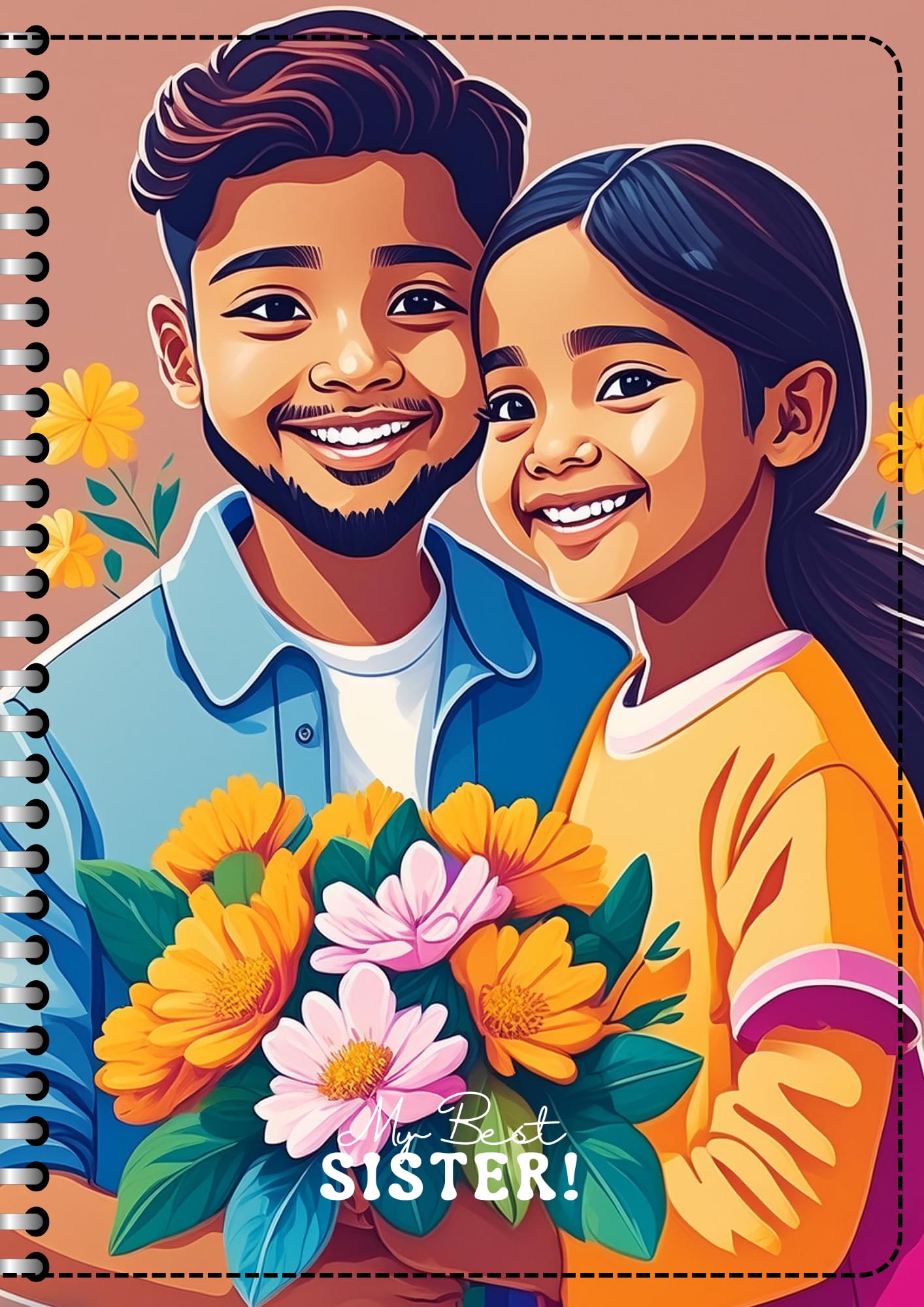 Rakshabandhan Rakhi Wiro Bound Cartridge Paper Doodle Diary Gift for brother Sketch Book Diaries Journal, 21cm x 15cm, 60 Pages, 155gsm, Hard Cover Handcrafted