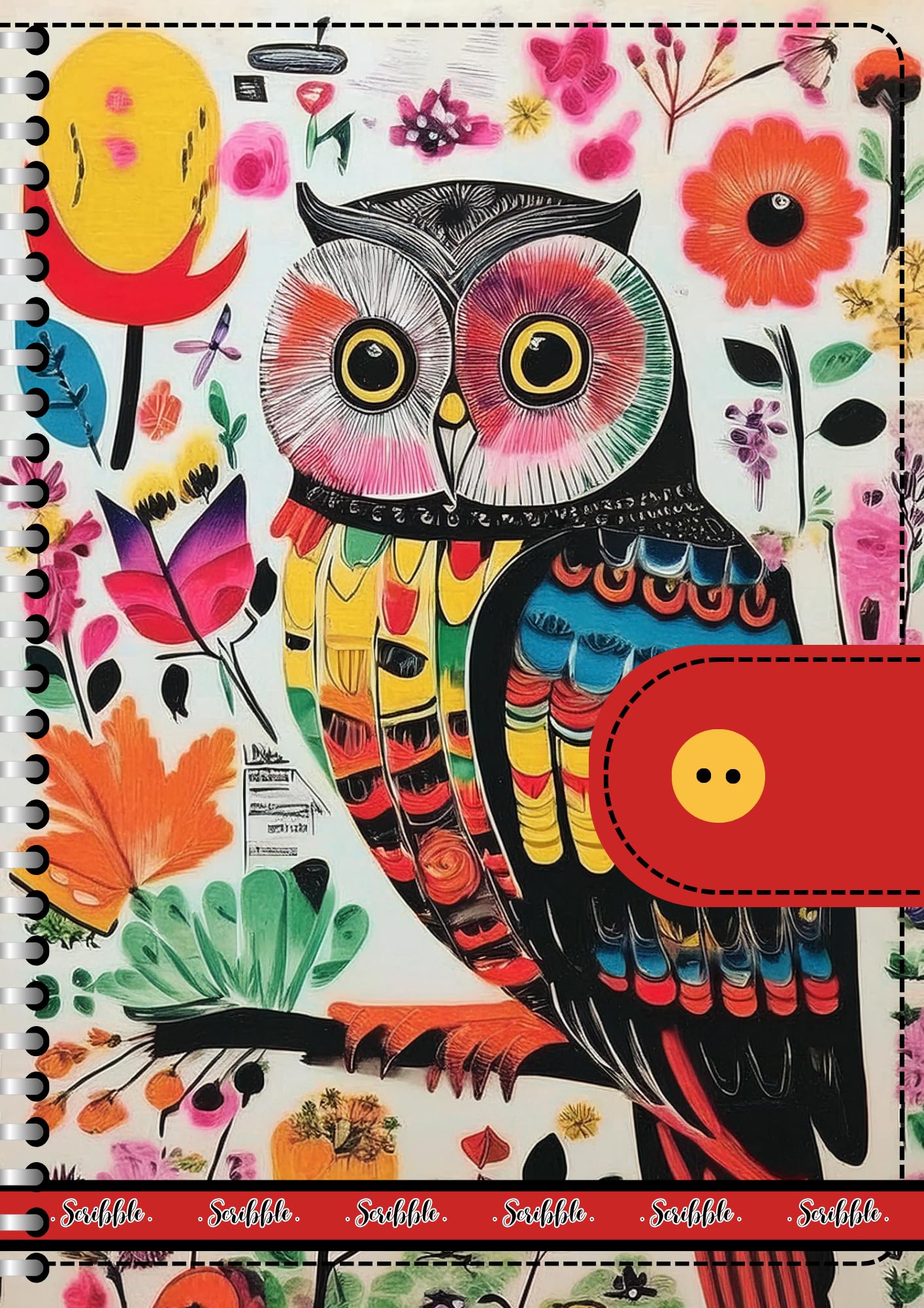 Handcrafted Print Spiral Bound Cartridge Paper Doodle Diary Gift Sketch Book drawing book Doodle Diaries Journal, Hard Cover Red