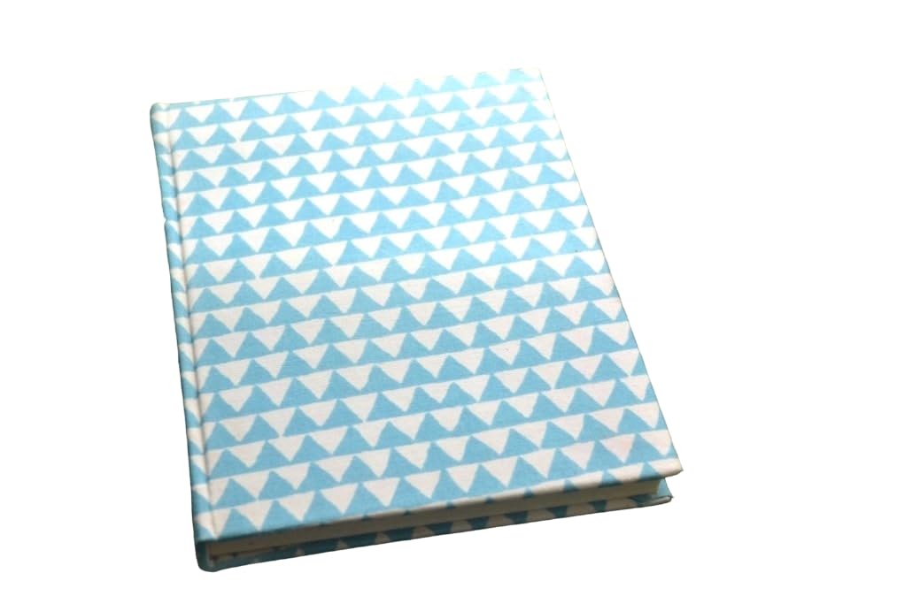 blue Handmade Block-printed Fabric Cover Doodle Diary Journal, 8 x 6 inches, 200 Pages Notebook, 130 GSM, Water-Resistant, Stain-Resistant Hard-Bound