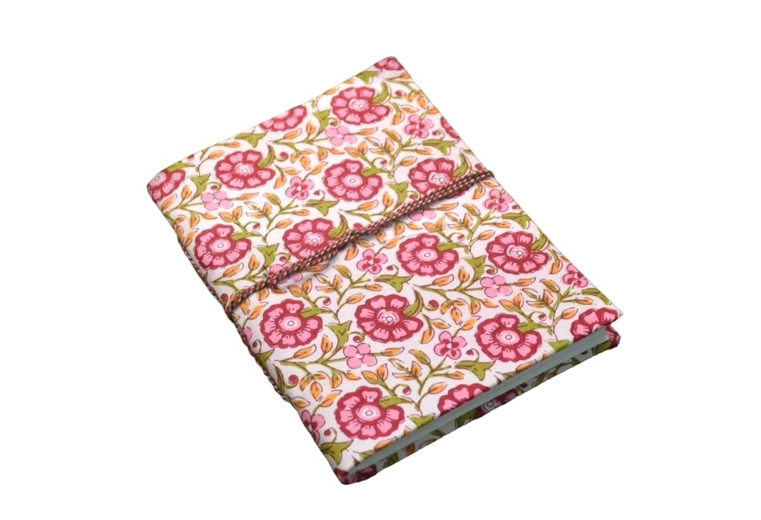 pink Doodle Diary Notebook Fabric Stitched Gift sketchbook journal A5 Diaries Unruled Thick 200 Pages Handcrafted