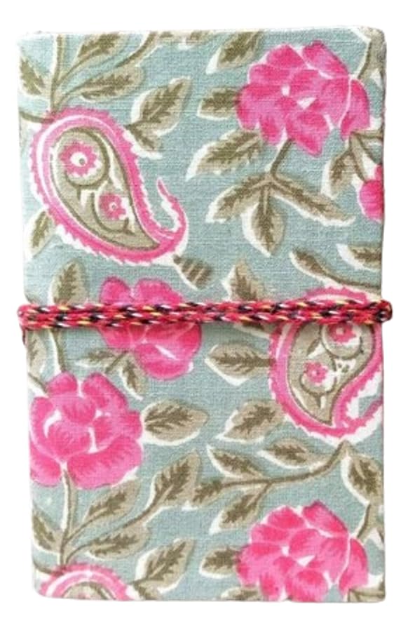 Floral Handmade Fabric Hardcover Diary Notebook A6 | 200 Unruled Thick Pages | Handcrafted Sketchbook Journal with Thread Closure | Portable Travel Diary Gift for Writing, Drawing, Artists, Students