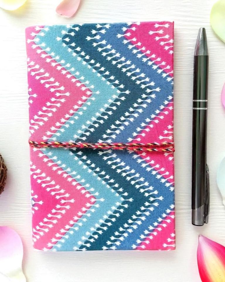 Pink Floral Handmade Fabric Hardcover Diary A6 – 200 Pages, Thread Closure Sketchbook