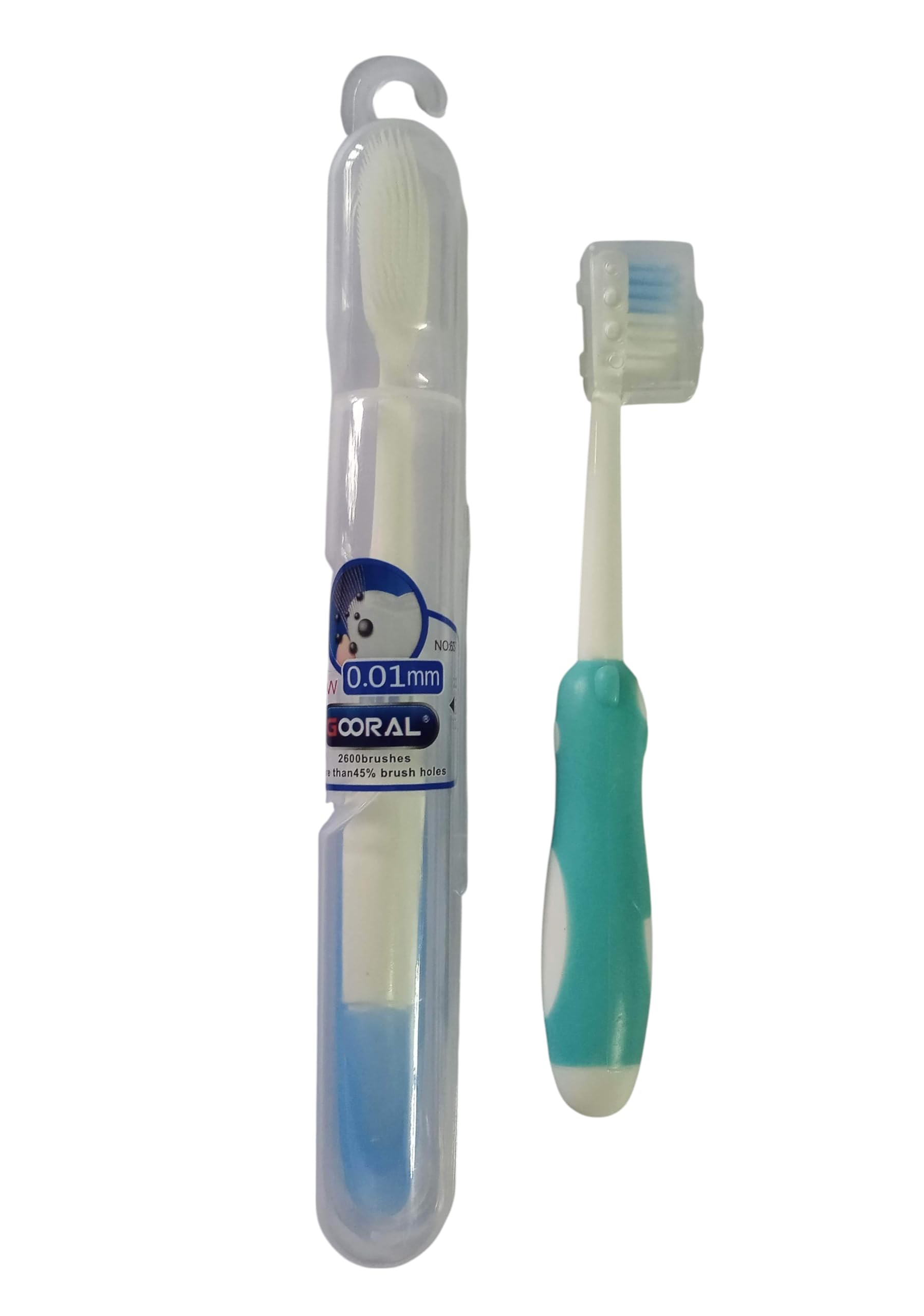 Extra Soft Silicone Toothbrush Combo – Adult Brush with 0.01mm Bristles (2600+ Ultra-Soft Bristles, Safety Case) + Kids Small-Size Toothbrush with Bear Design and Soft Grip Handle