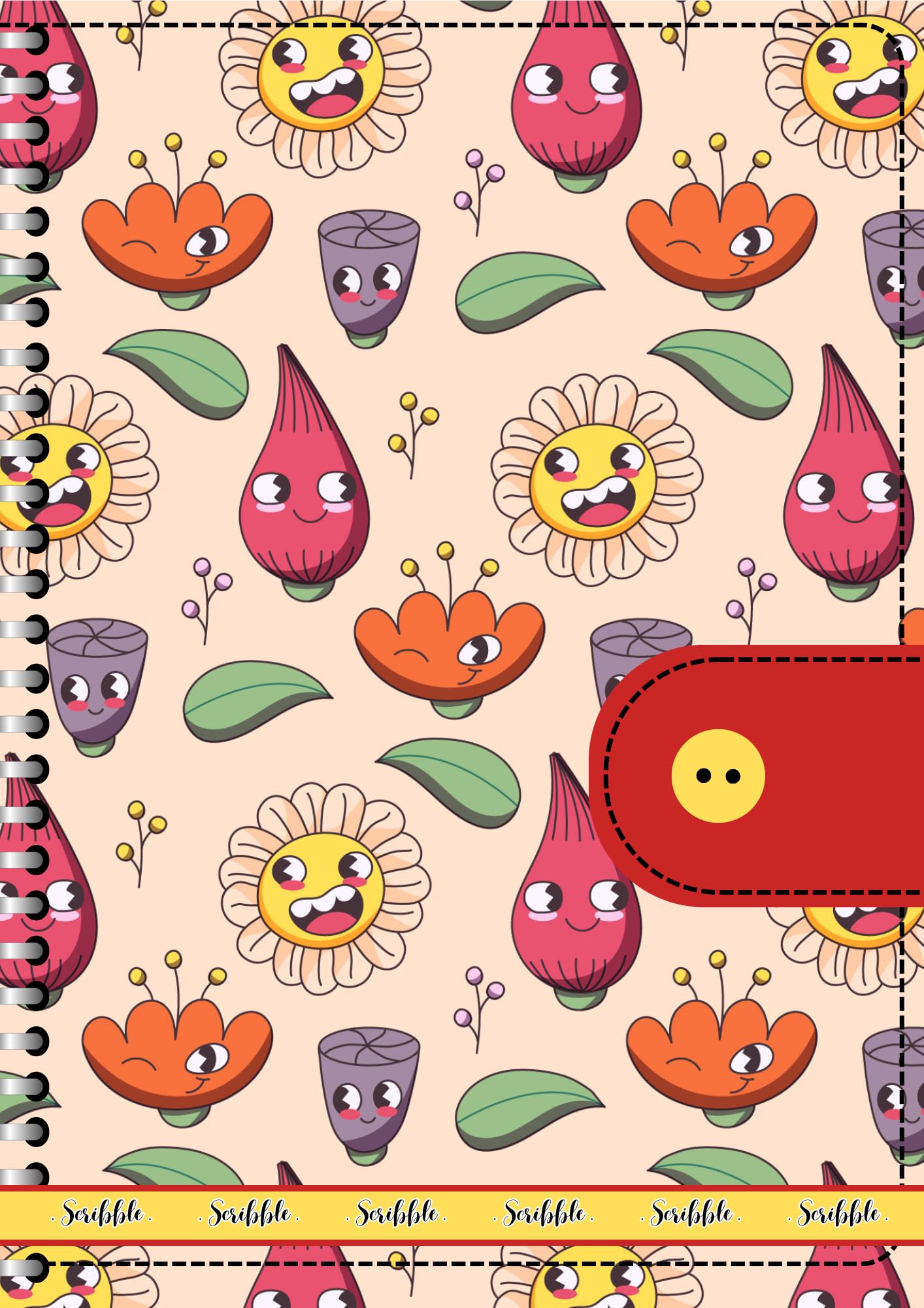 Handcrafted Cartoon Spiral Bound Doodle Diary Journal Gift Sketch Book Diaries, 21cm x 15cm A5, 60 Pages, 155gsm, Hard Cover Sunflower Print, Thick Cartridge Paper