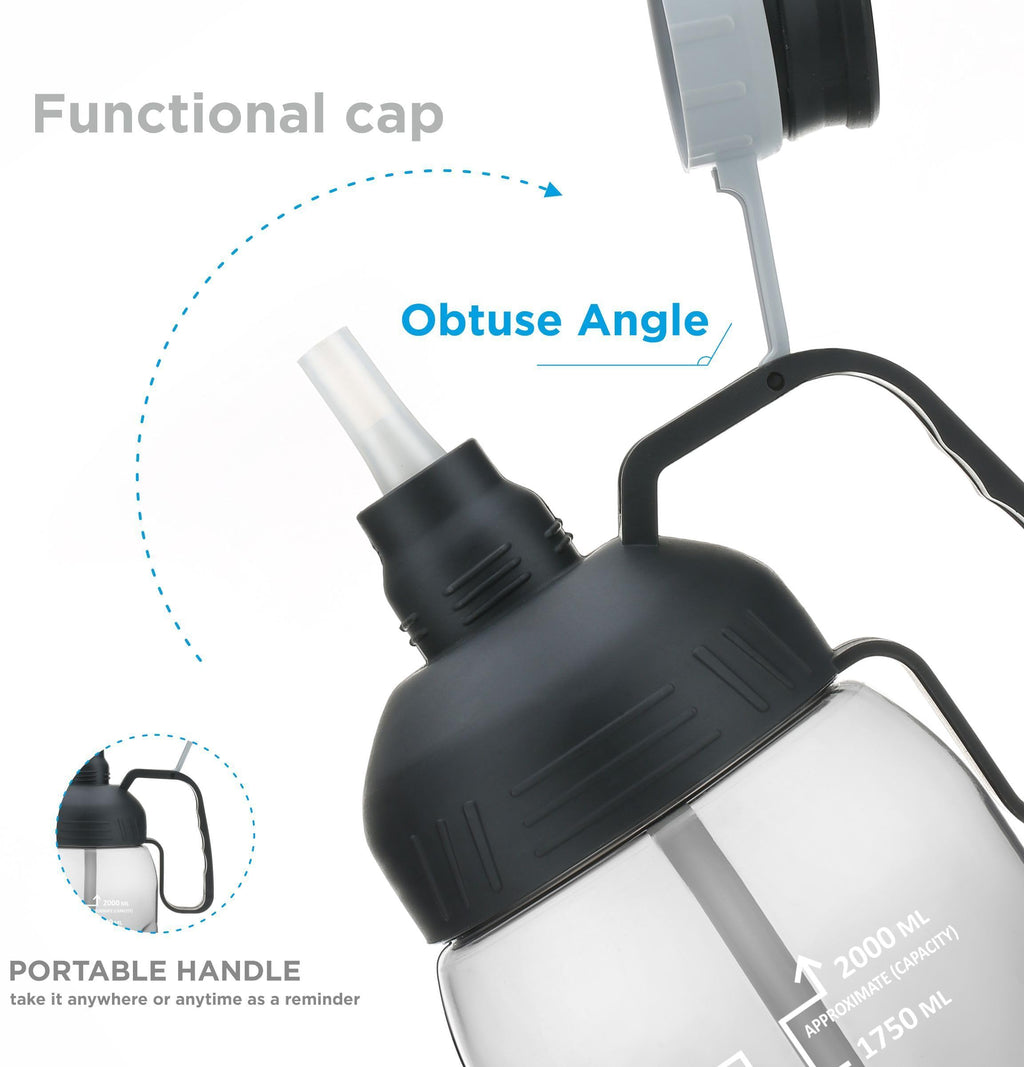 Scribble 2L Large Water Bottle – Leak Proof, BPA Free, Reusable Plastic Sports Jug for Gym, Yoga, Outdoor, Hiking, Cycling & Camping (Vibrant Colour, Pack of 1)