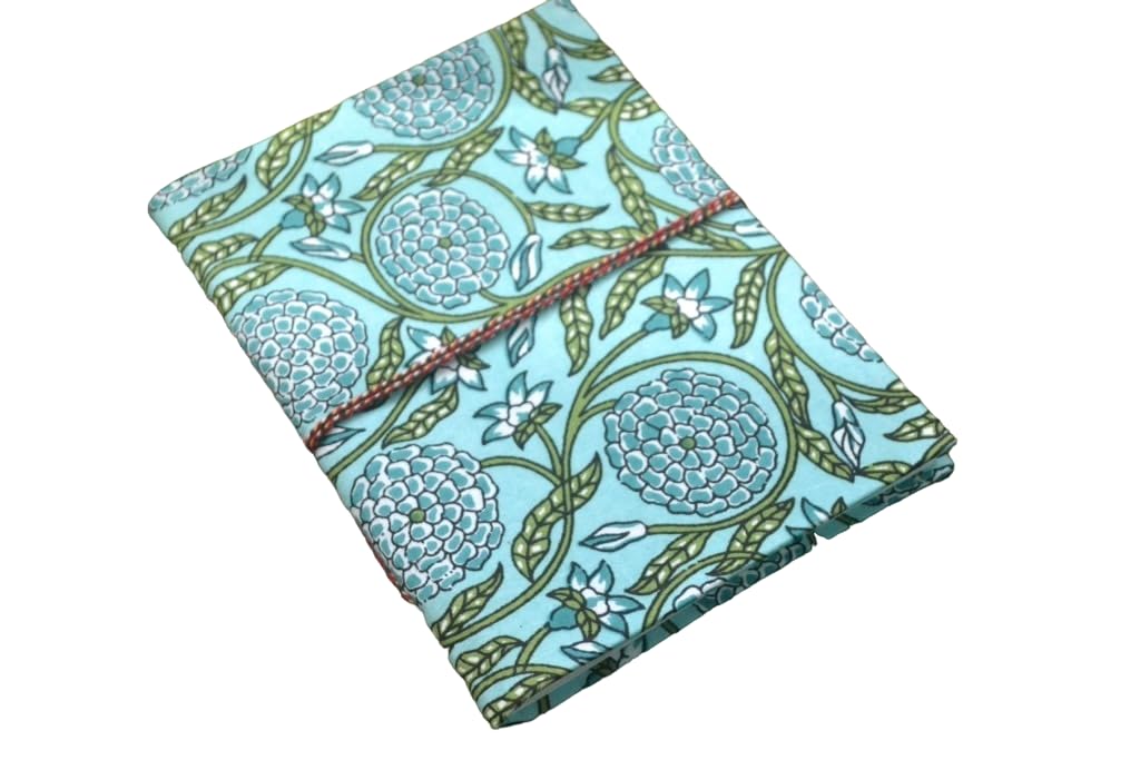 cyan-green Doodle Diary Notebook Fabric Stitched Gift sketchbook journal A5 Diaries Unruled Thick 200 Pages Handcrafted
