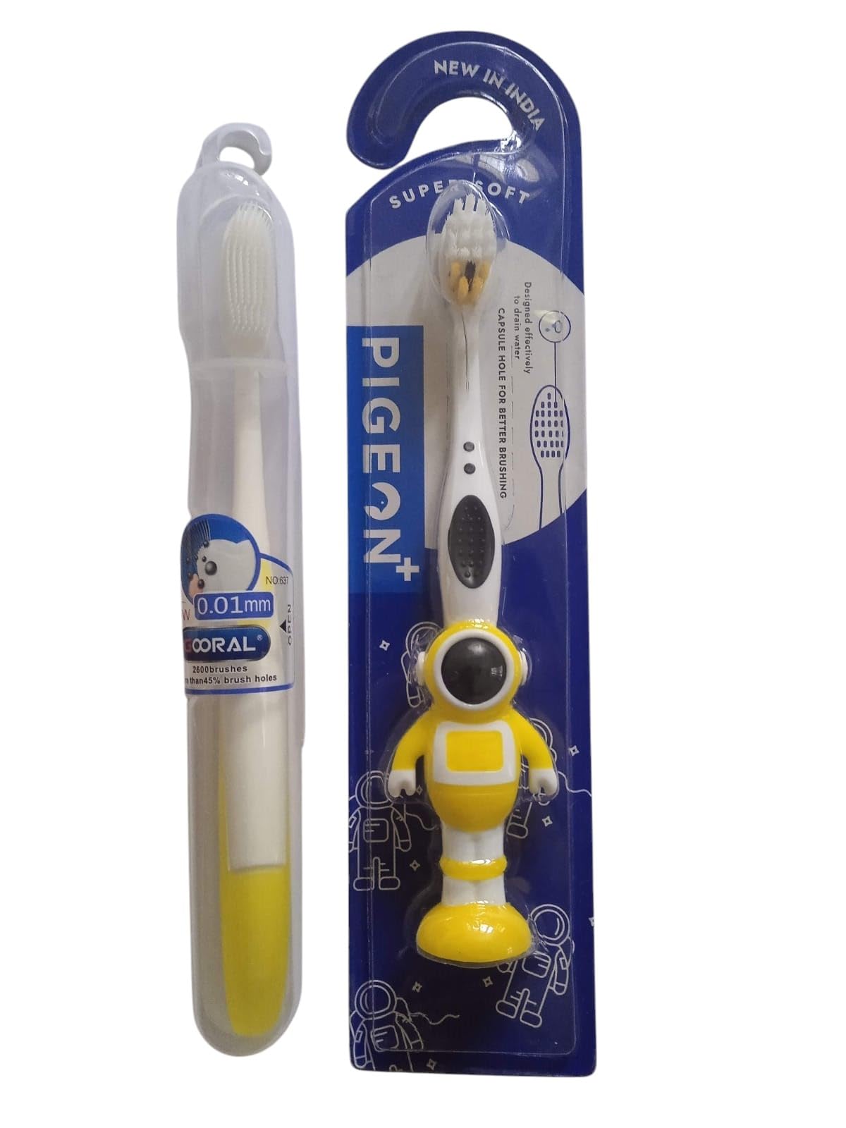 2PC Ultra-Soft Silicone Toothbrush Set for Kids and Adults – with 0.01 mm Bristles, Over 2600 Ultra-Soft Brushes, Includes Safety Plastic Case for Hygienic Storage, and Extra Soft Adult Toothbrush with Storage Case for Cleanliness and Protection