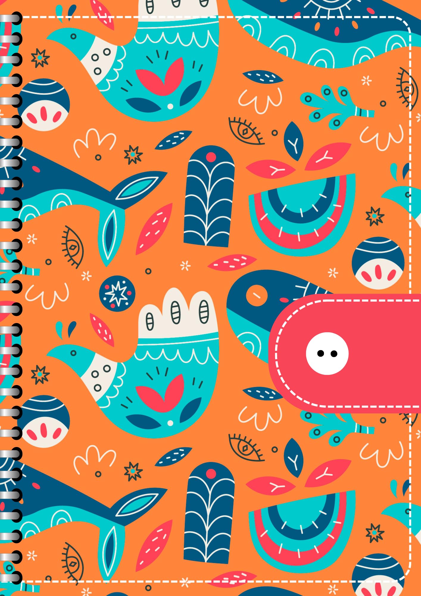 Handcrafted Cartoon Spiral Bound Doodle Diary Journal Gift Sketch Book Diaries, 21cm x 15cm A5, 60 Pages, 155gsm, Hard Cover Bird Print, Thick Cartridge Paper
