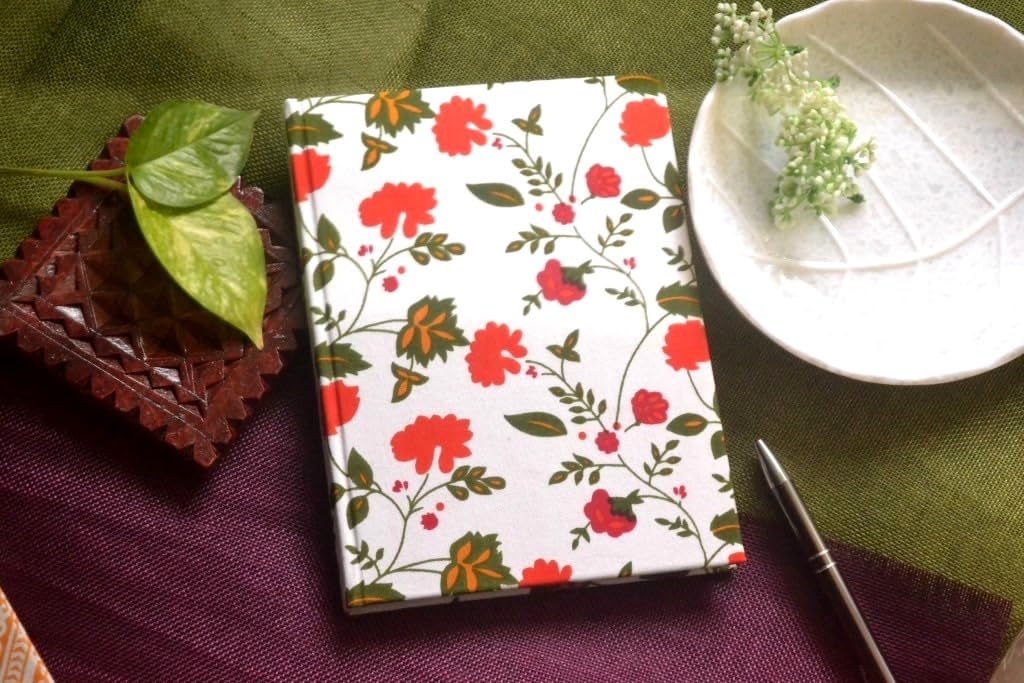 Handmade Block-printed Fabric Cover Doodle Diary Journal, 8 x 6 inches, 200 Pages Notebook, 130 GSM, Water-Resistant, Stain-Resistant Hard-Bound