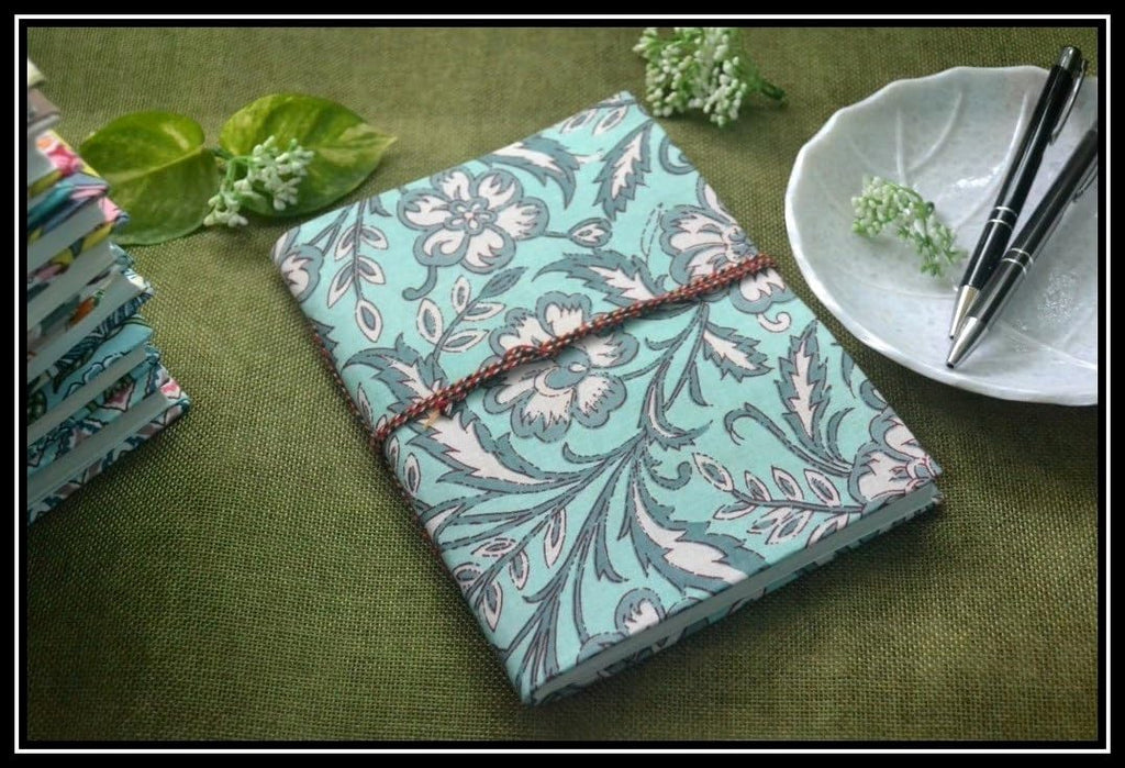 blue-white Doodle Diary Notebook Fabric Stitched Gift sketchbook journal A5 Diaries Unruled Thick 200 Pages Handcrafted