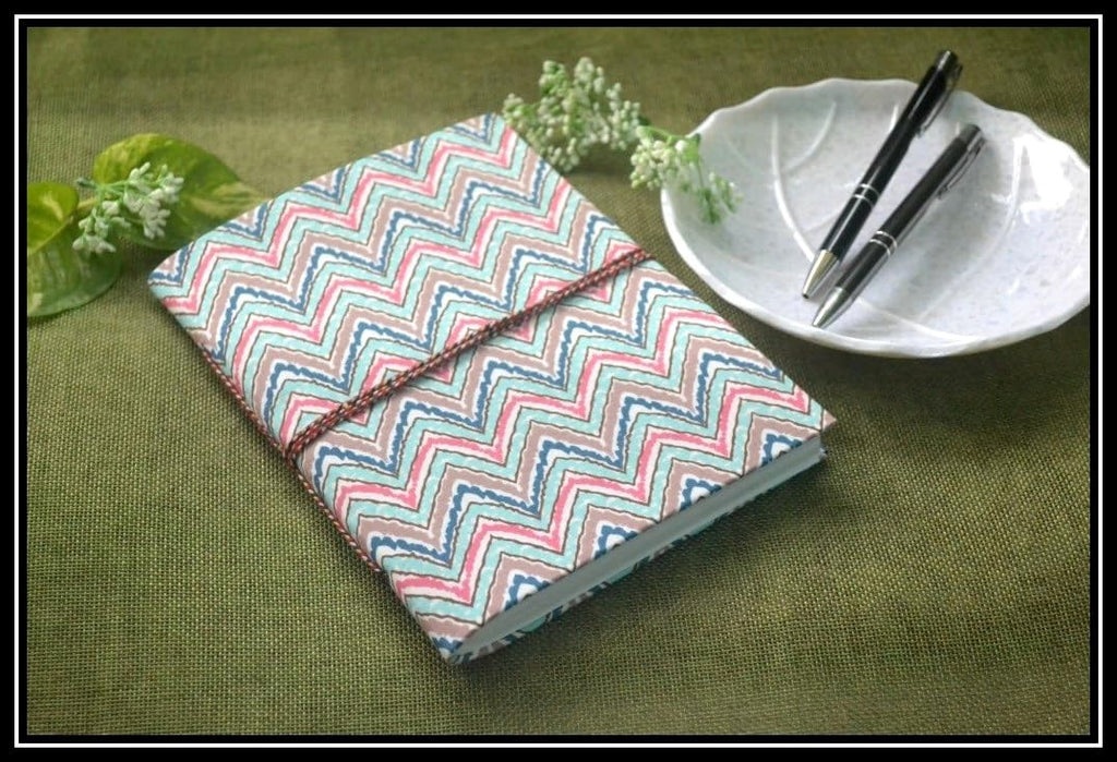 blue-green Doodle Diary Notebook Fabric Stitched Gift sketchbook journal A5 Diaries Unruled Thick 200 Pages Handcrafted