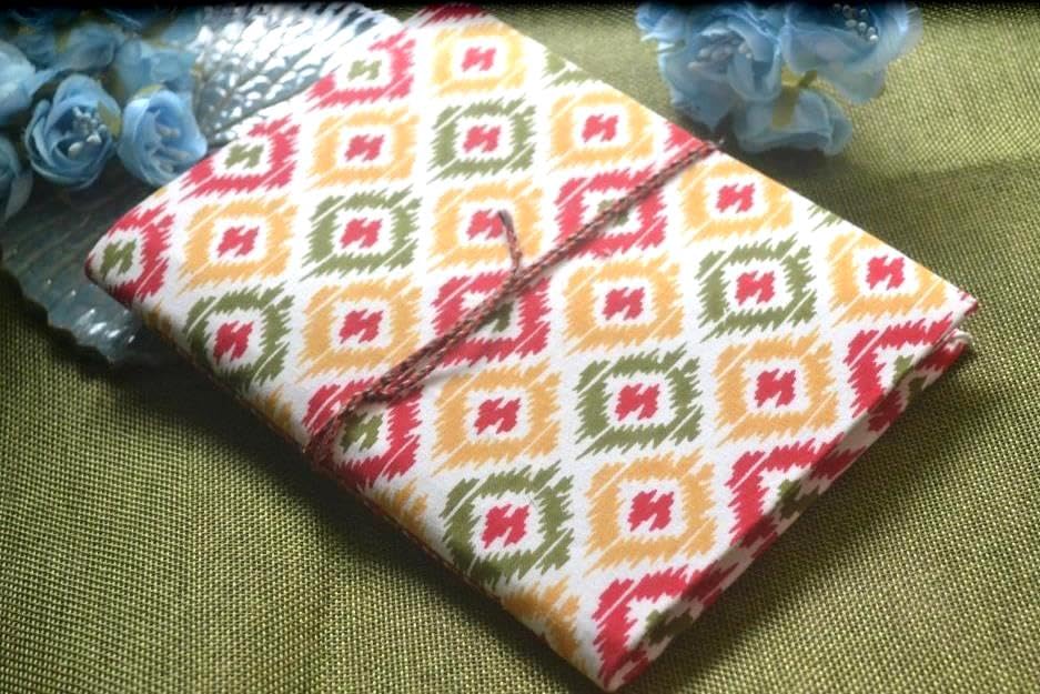 White Doodle Diary Notebook Fabric Stitched Gift sketchbook journal A5 Diaries Unruled Thick 200 Pages Handcrafted Drawing Book