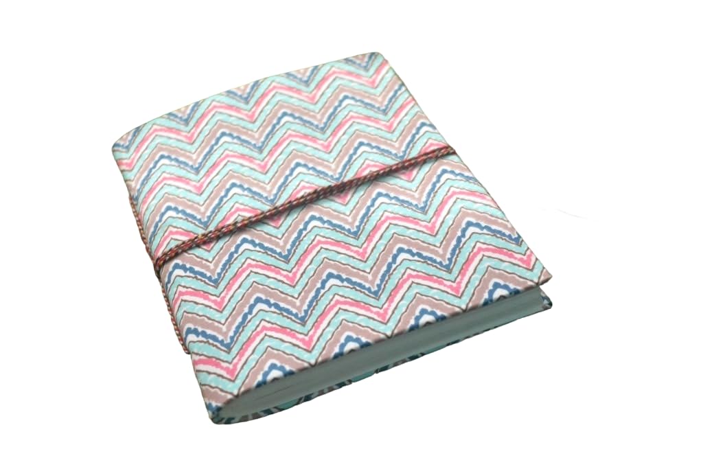 blue-green Doodle Diary Notebook Fabric Stitched Gift sketchbook journal A5 Diaries Unruled Thick 200 Pages Handcrafted