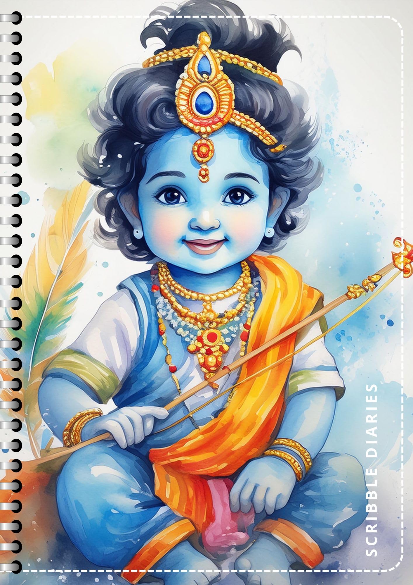 Handcrafted lord ram Spiral Bound Cartridge Paper Doodle Diary Gift Sketch Book Doodle Diaries Journal, 21cm x 15cm, 60 Pages, 155gsm, Hard Cover