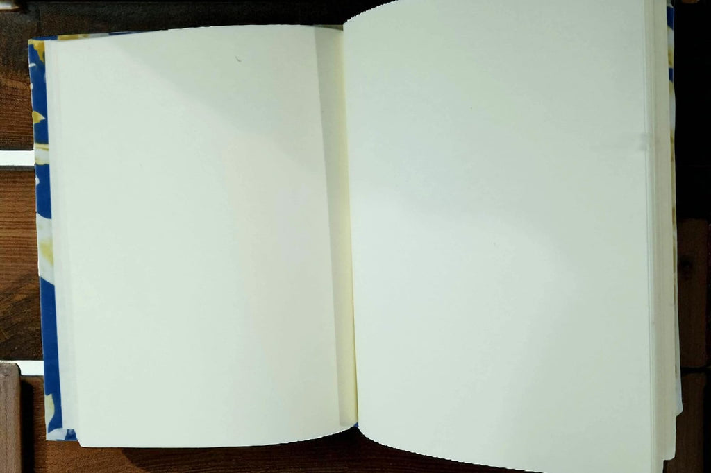 Blue Marigold Handmade Fabric Hardbound Diary Notebook A5 | 200 Unruled Thick Pages | Handcrafted Sketchbook Journal | Portable Travel Diary Gift for Writing, Drawing, Artists, Students