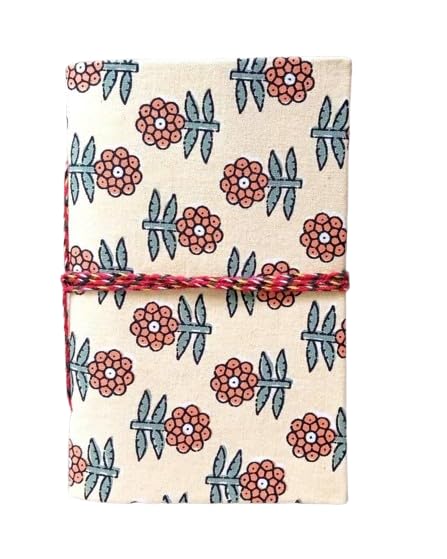Cream Floral Handmade Fabric Hardcover Diary A6 – 200 Pages, Thread Closure Sketchbook