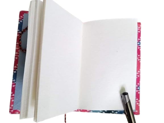 Cream Floral Handmade Fabric Hardcover Diary A6 – 200 Pages, Thread Closure Sketchbook