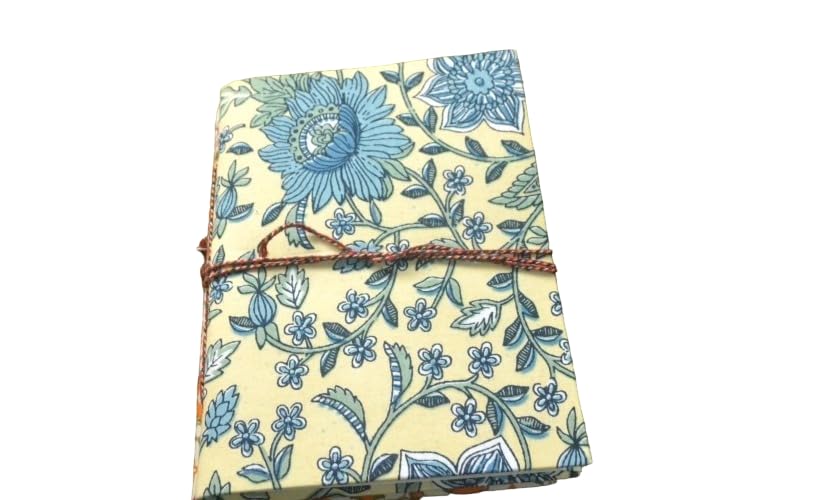 yellow-blue Doodle Diary Notebook Fabric Stitched Gift sketchbook journal A5 Diaries Unruled Thick 200 Pages Handcrafted