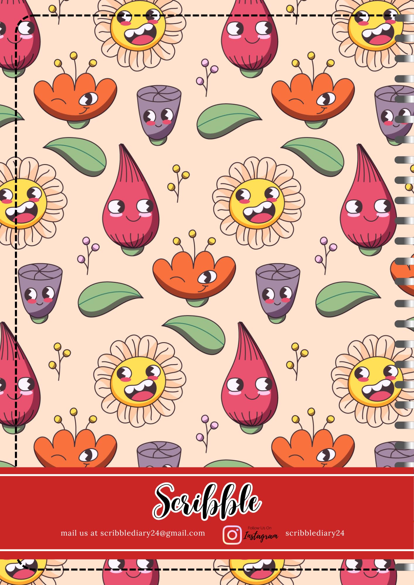 Handcrafted Cartoon Spiral Bound Doodle Diary Journal Gift Sketch Book Diaries, 21cm x 15cm A5, 60 Pages, 155gsm, Hard Cover Sunflower Print, Thick Cartridge Paper