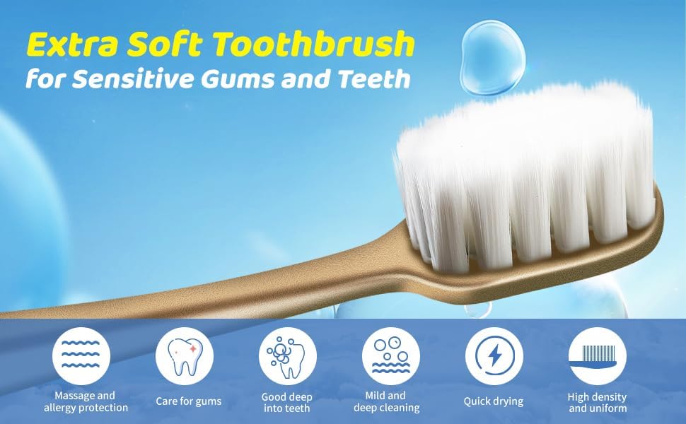 Extra Soft Silicone Toothbrush for Kids & Adults with 0.15 mm Bristles, Over 10,000 Ultra-Soft Bristles for Gentle Gum Care, Includes Safety Plastic Case for Hygienic Storage