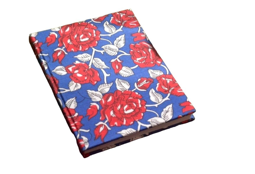 Handmade rose Block-printed Fabric Cover Doodle Diary Journal, 8 x 6 inches, 200 Pages Notebook, 130 GSM, Water-Resistant, Stain-Resistant Hard-Bound