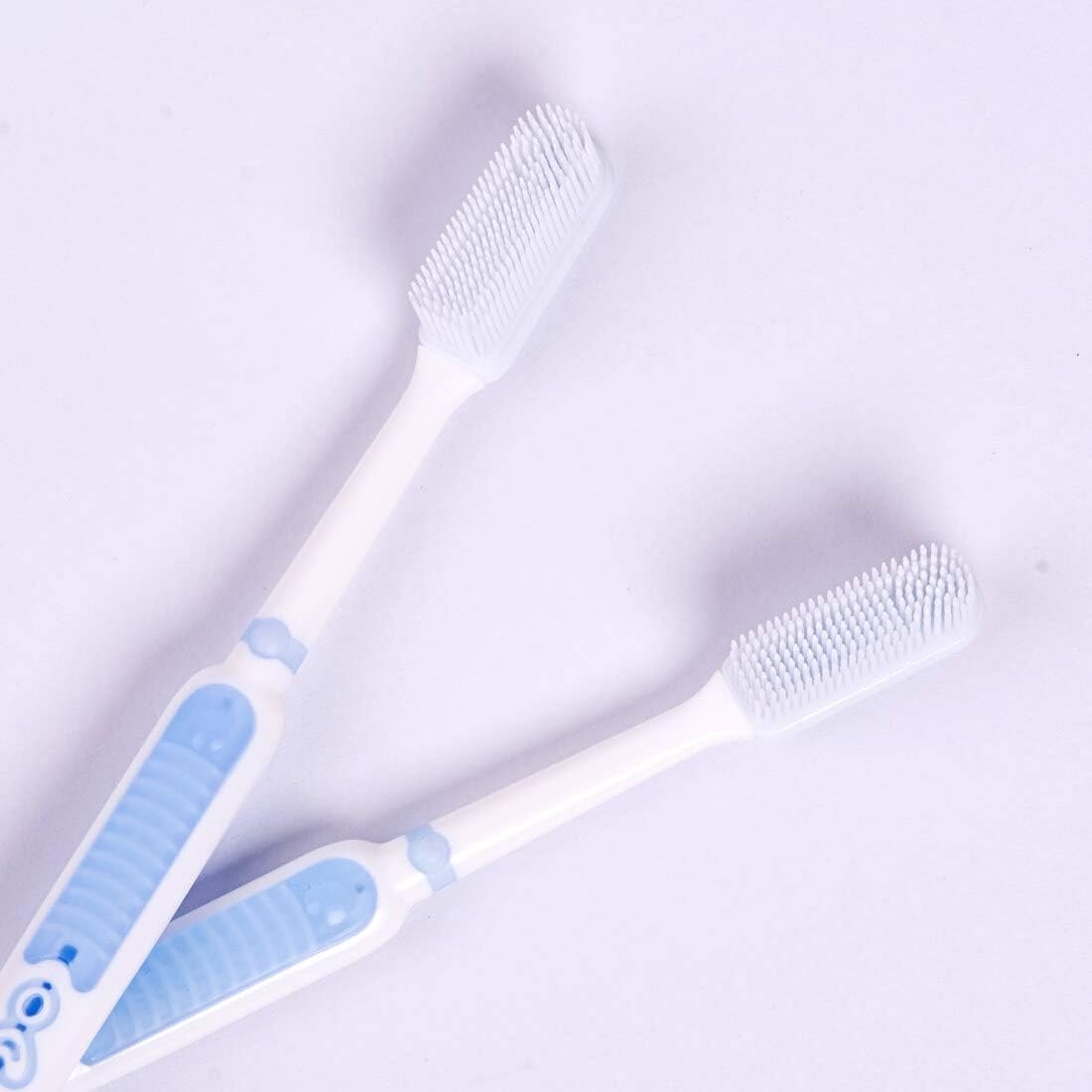 Extra Soft Silicone Toothbrush Combo – Adult Brush with 0.01mm Bristles (2600+ Ultra-Soft Bristles, Safety Case) + Kids Small-Size Toothbrush with Bear Design and Soft Grip Handle
