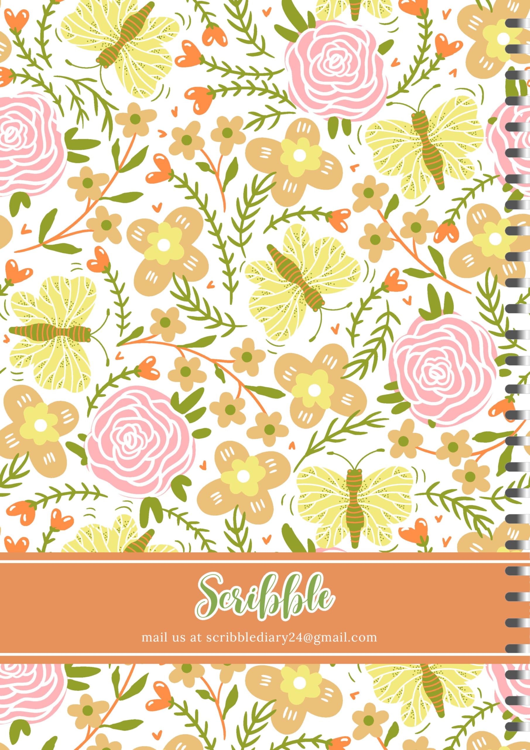 Handcrafted Rose Spiral Bound Cartridge Paper Doodle Diary Gift Sketch Book Doodle Diaries Journal, 21cm x 15cm, 60 Pages, 155gsm, Hard Cover