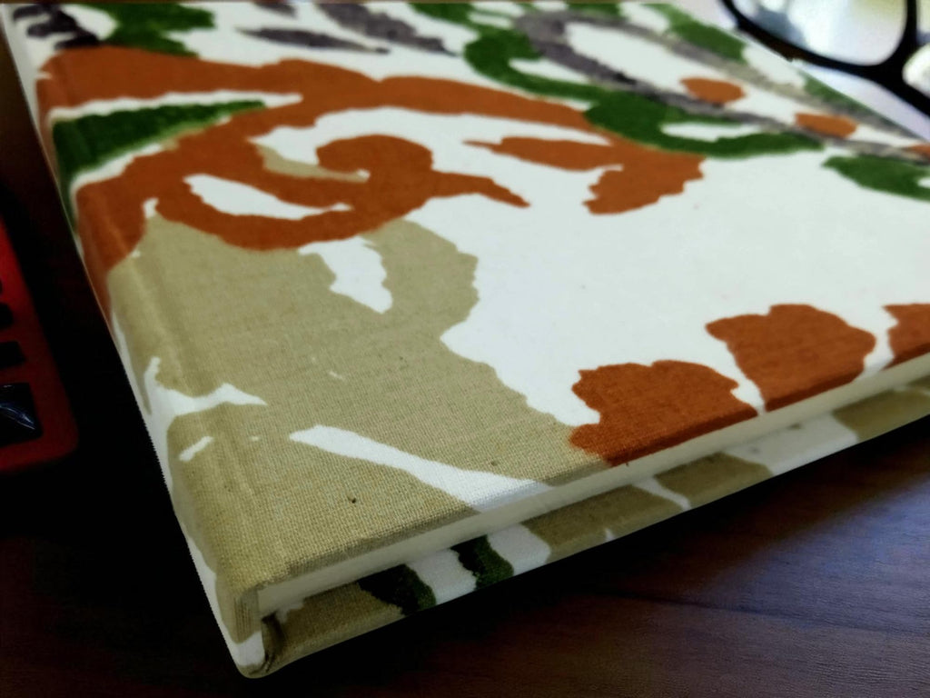 Brown Handmade Fabric Hardbound Diary Notebook A5 | 200 Unruled Thick Pages | Handcrafted Sketchbook Journal | Portable Travel Diary Gift for Writing, Drawing, Artists, Students