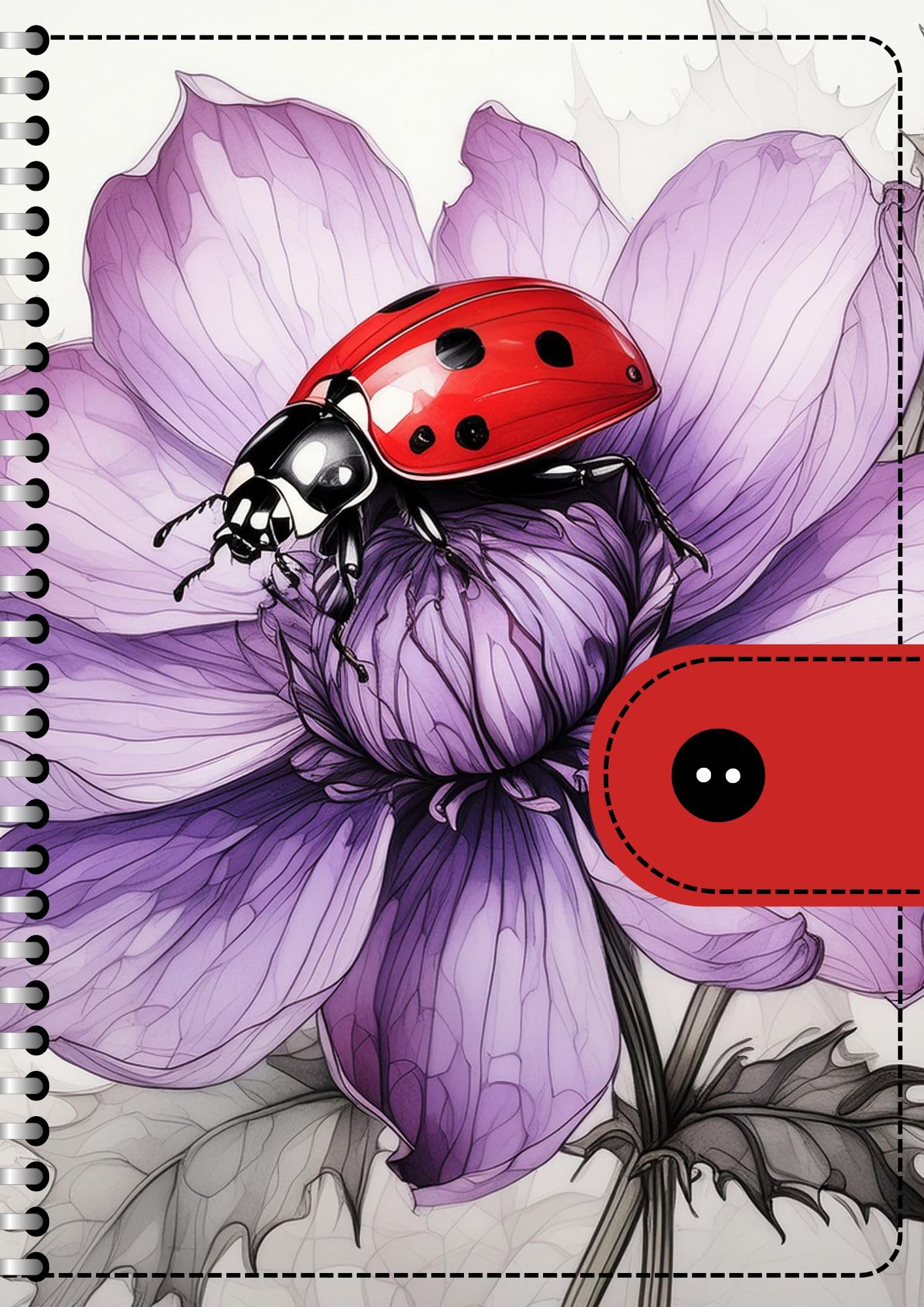 Handcrafted ladybug Spiral Bound Cartridge Paper Doodle Diary Gift Sketch Book Doodle Diaries Journal, 21cm x 15cm, 60 Pages, 155gsm, Hard Cover