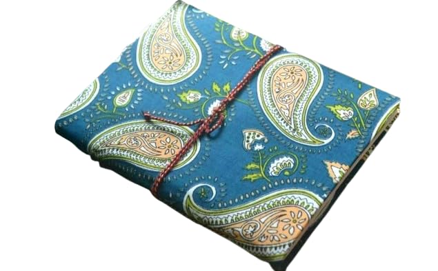 Blue Doodle Diary Notebook Fabric Stitched Gift sketchbook journal A5 Diaries Unruled Thick 200 Pages Handcrafted Drawing Book