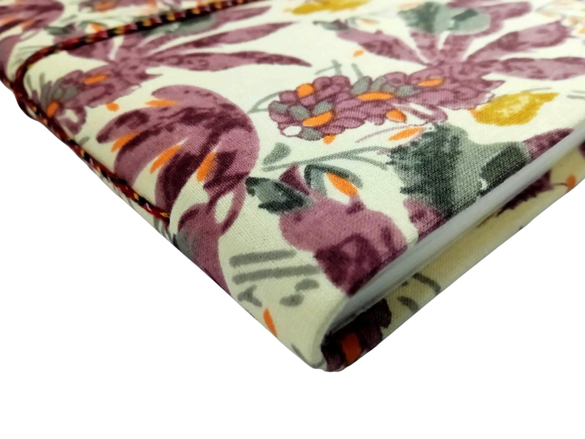 Purple Handmade Fabric Hardcover Diary A5 – 200 Pages, Thread Closure Sketchbook Floral Design