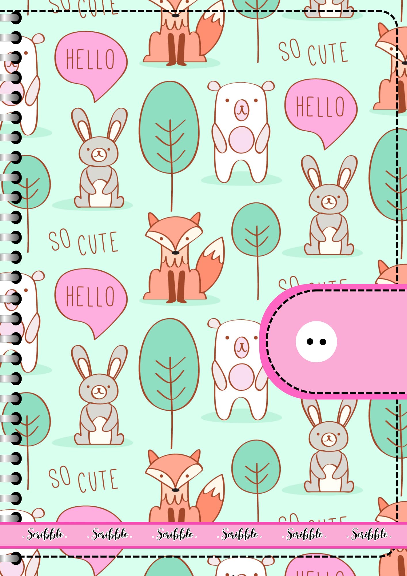 Handcrafted Cartoon Spiral Bound Doodle Diary Journal Gift Sketch Book Diaries, 21cm x 15cm A5, 60 Pages, 155gsm, Hard Cover Jungle Print Thick Cartridge Paper