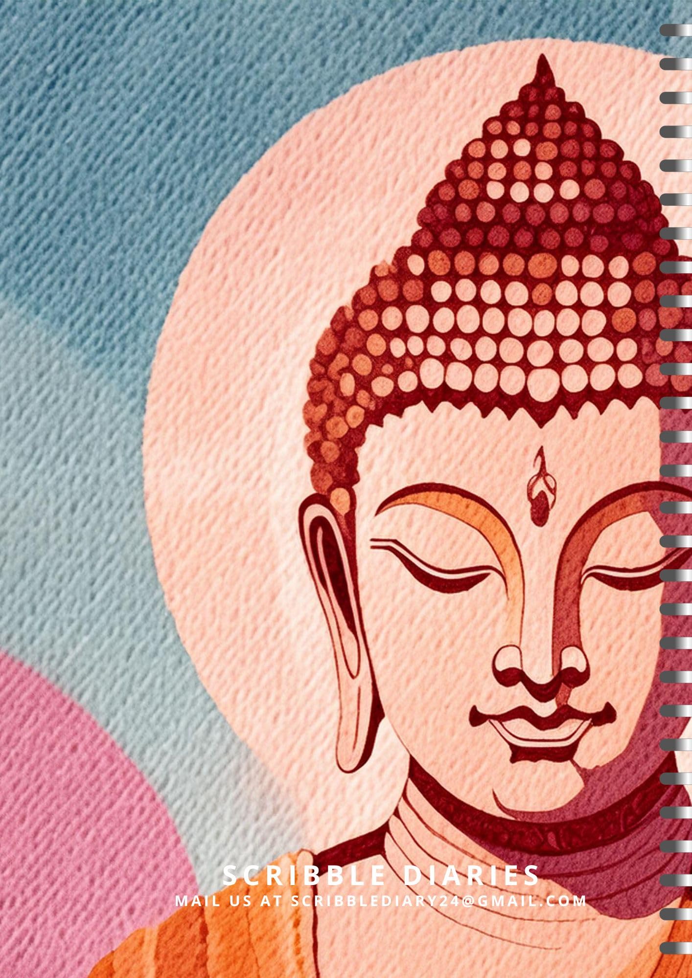 Handcrafted lord budh Spiral Bound Cartridge Paper Doodle Diary Gift Sketch Book Doodle Diaries Journal, 21cm x 15cm, 60 Pages, 155gsm, Hard Cover