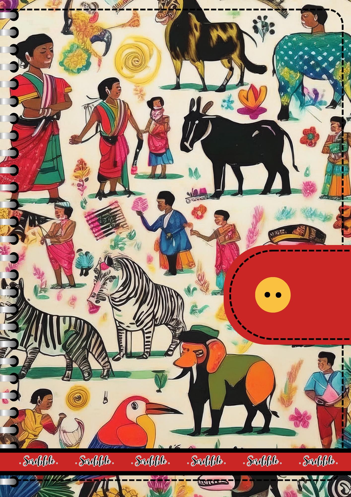 Handcrafted Print Spiral Bound Cartridge Paper Doodle Diary Gift Sketch Book drawing book Doodle Diaries Journal, Hard Cover tribe