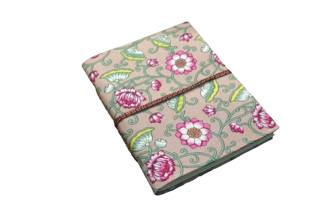 pink-green Doodle Diary Notebook Fabric Stitched Gift sketchbook journal A5 Diaries Unruled Thick 200 Pages Handcrafted