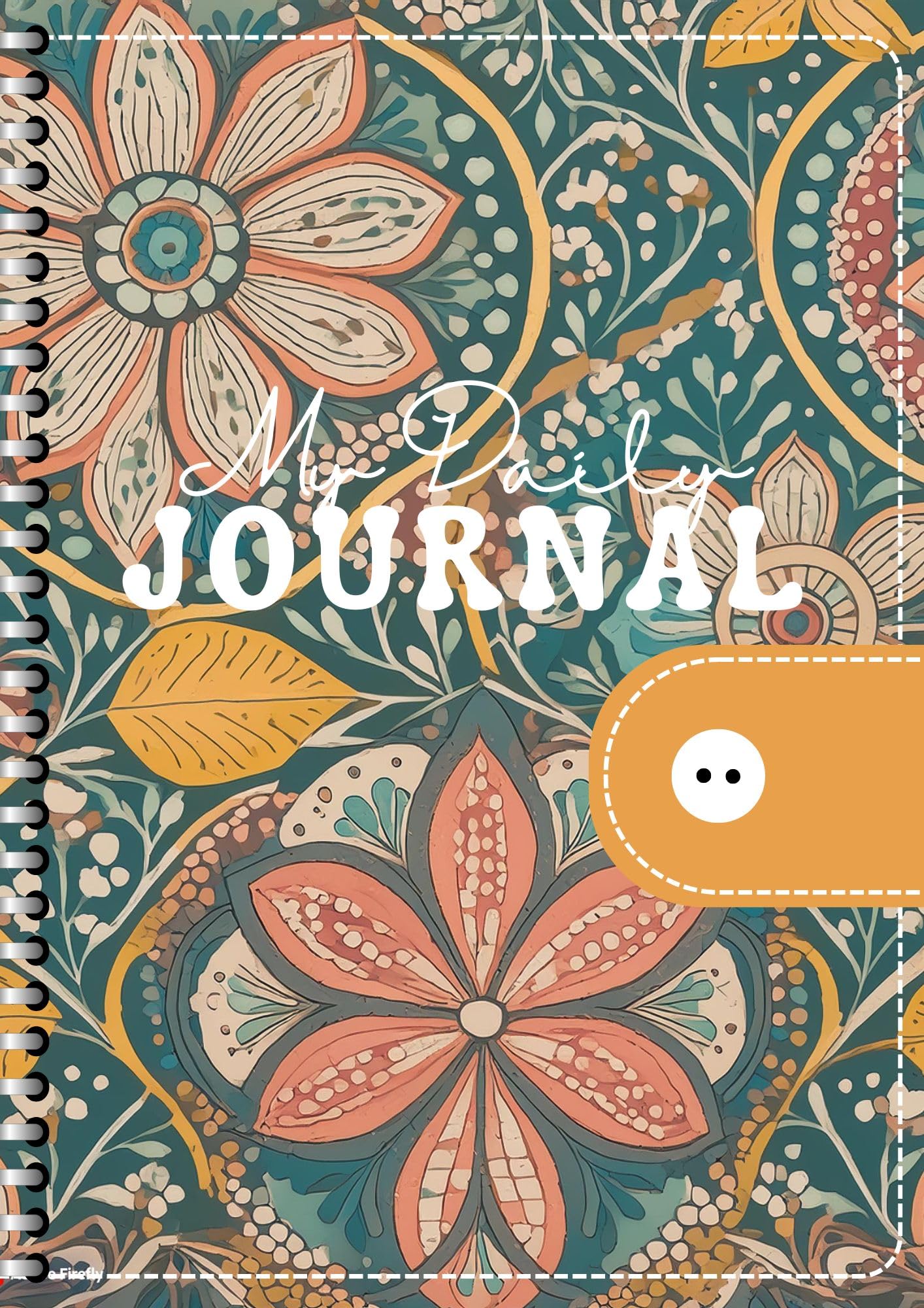 Handcrafted flower pattern Spiral Bound Cartridge Paper Doodle Diary Gift Sketch Book Doodle Diaries Journal, 21cm x 15cm, 60 Pages, 155gsm, Hard Cover