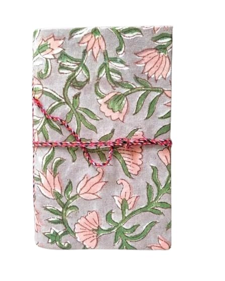 Grey Floral Handmade Fabric Hardcover Diary A6 – 200 Pages, Thread Closure Sketchbook