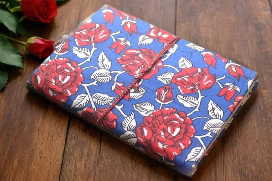 Pink Doodle Diary Notebook Fabric Stitched Gift sketchbook journal A5 Diaries Unruled Thick 200 Pages Handcrafted Drawing Book