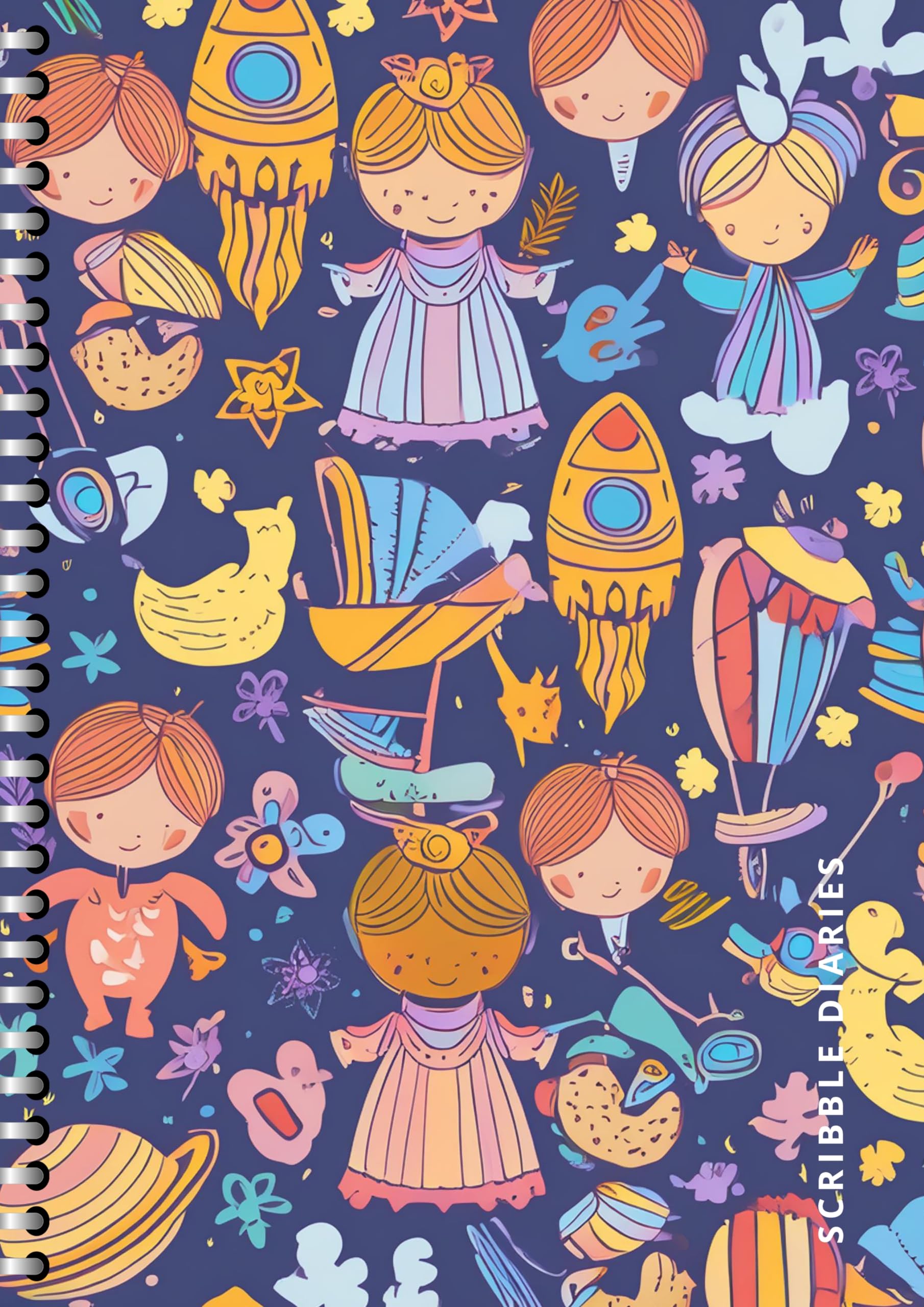 Handcrafted Back to School Spiral Bound Cartridge Paper Doodle Diary Gift Sketch Book Doodle Diaries Journal, 21cm x 15cm, 60 Pages, 155gsm, Hard Cover