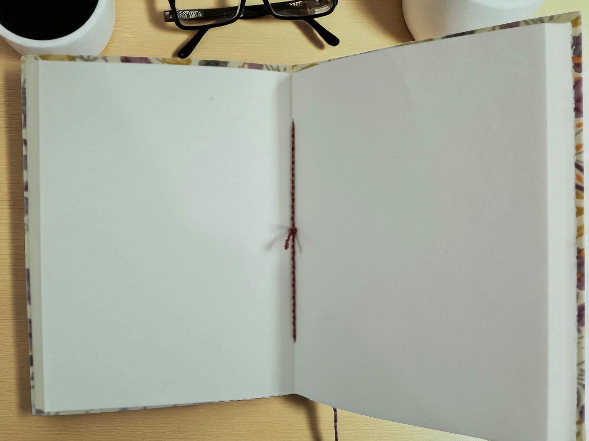 Purple Handmade Fabric Hardcover Diary A5 – 200 Pages, Thread Closure Sketchbook Floral Design