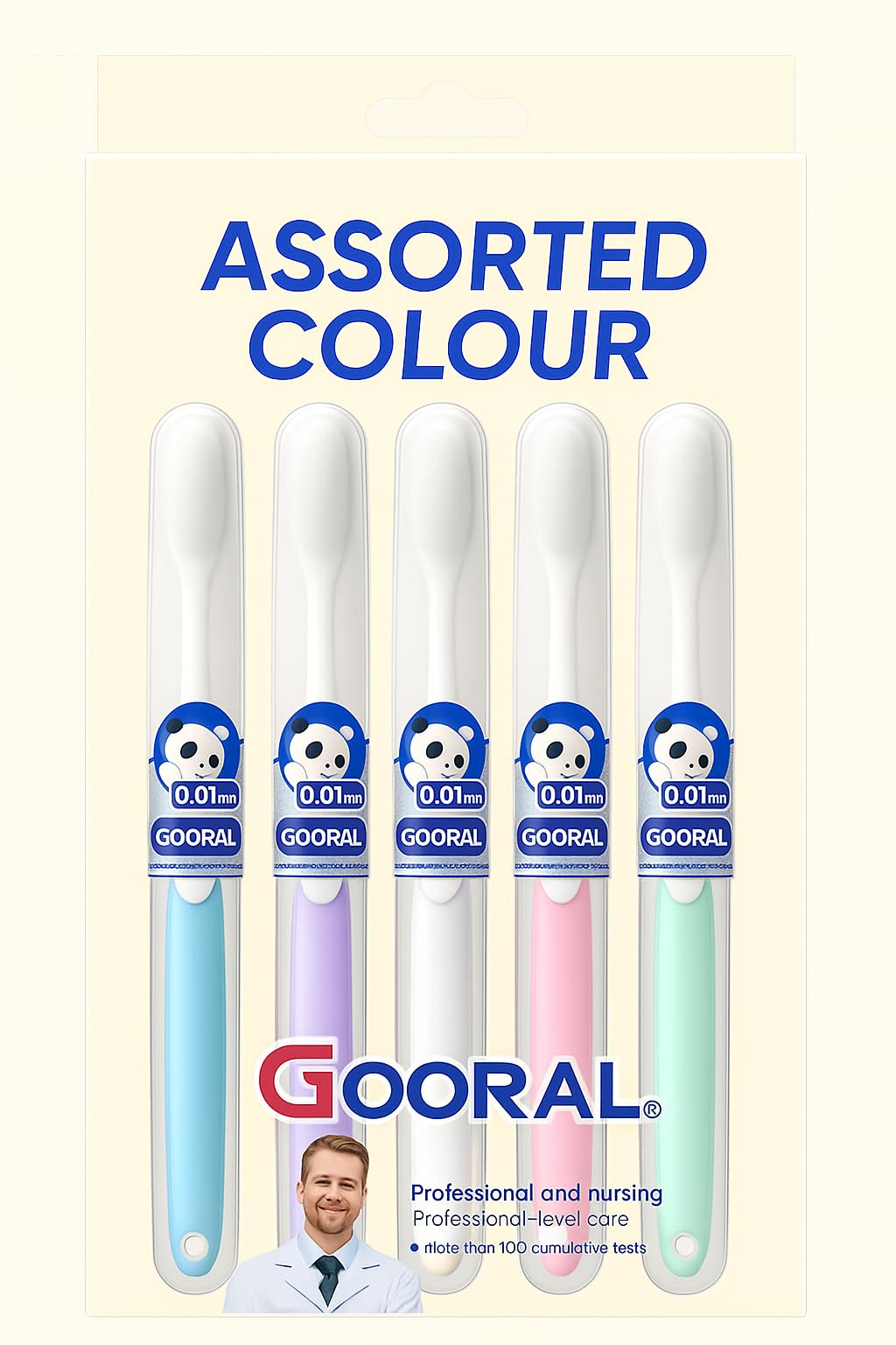 Ultra Soft Toothbrush with 0.01mm Bristles | 2600+ Bristles | Pack of 5 Brushes | Vibrant Colors | Includes Reusable Travel Case | Gentle Gum Care for Sensitive Teeth