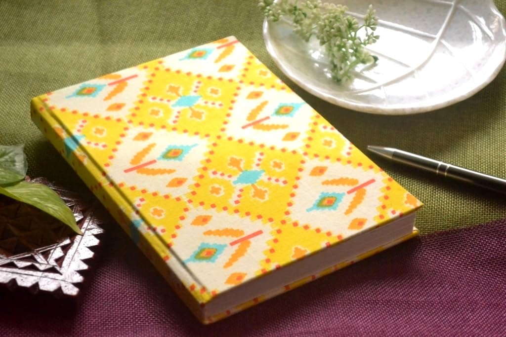 Handmade Block-printed Fabric Cover Doodle Diary Journal, 8 x 6 inches, 200 Pages Notebook, 130 GSM, Water-Resistant, Stain-Resistant Hard Bound